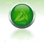 Green Button with Plant Leaf Icon